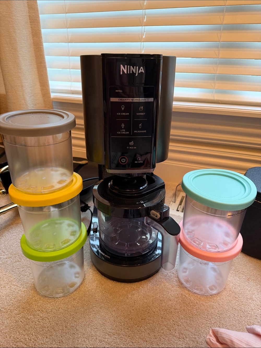 Ninja Black Frozen Treat Maker with Colorful Stackable Lids